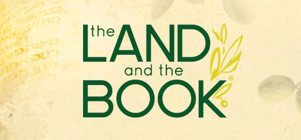 The Land and The Book logo with leaves.